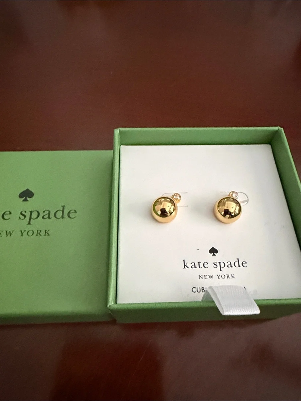 kate spade Gold Dome and Crystal Stud Earrings - Picture 1 of 5